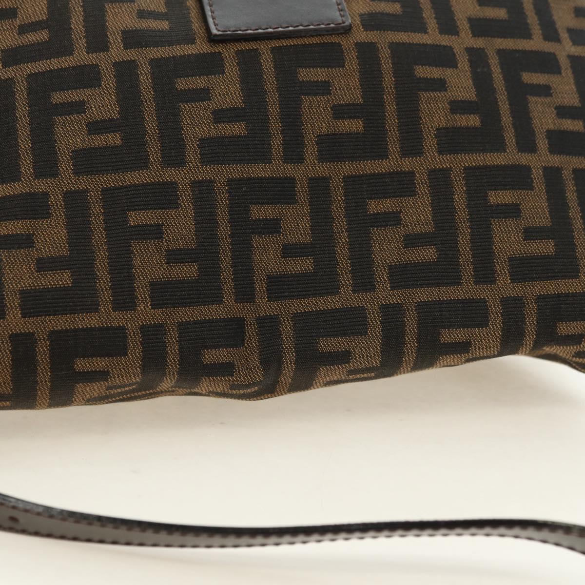 FENDI Zucca Canvas Mamma Baguette Shoulder Bag Black Brown Auth 182589V