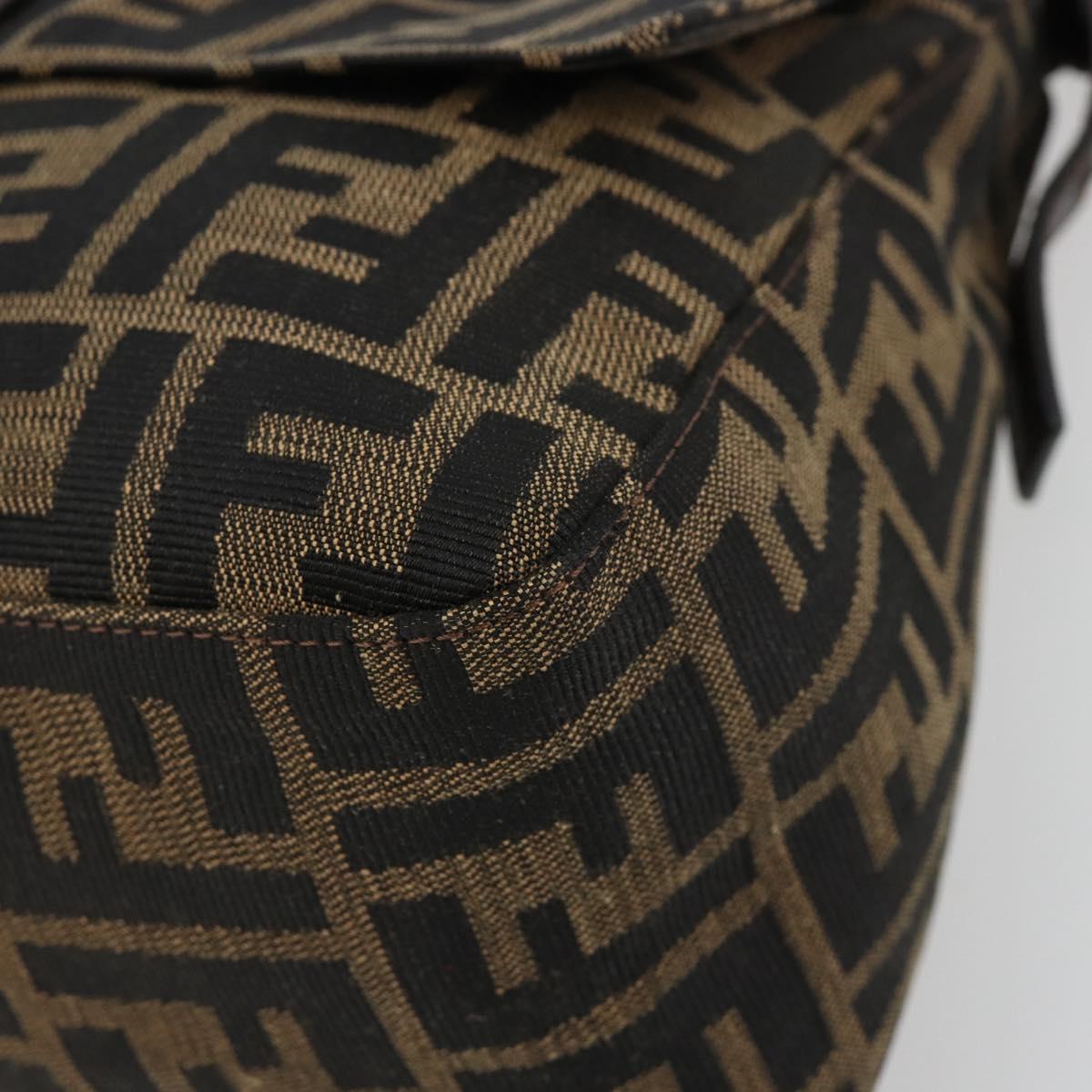 FENDI Zucca Canvas Mamma Baguette Shoulder Bag Black Brown Auth 182590M