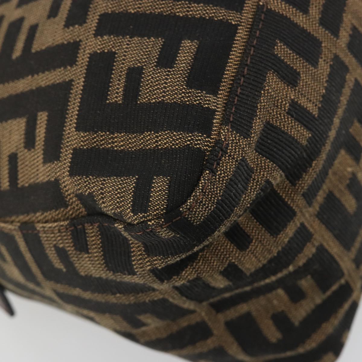 FENDI Zucca Canvas Mamma Baguette Shoulder Bag Black Brown Auth 182590M