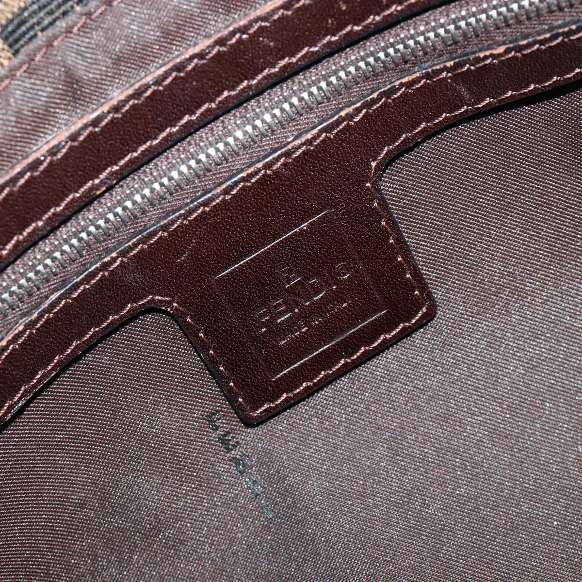 FENDI Zucca Canvas Mamma Baguette Shoulder Bag Black Brown Auth 182590M