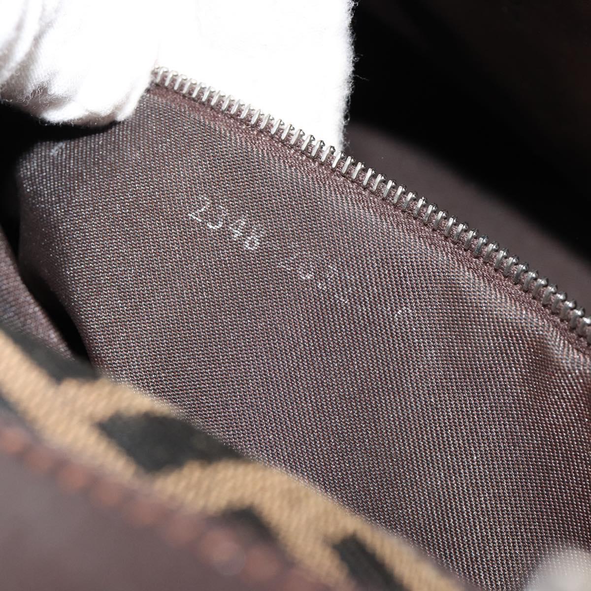 FENDI Zucca Canvas Mamma Baguette Shoulder Bag Black Brown Auth 182590M