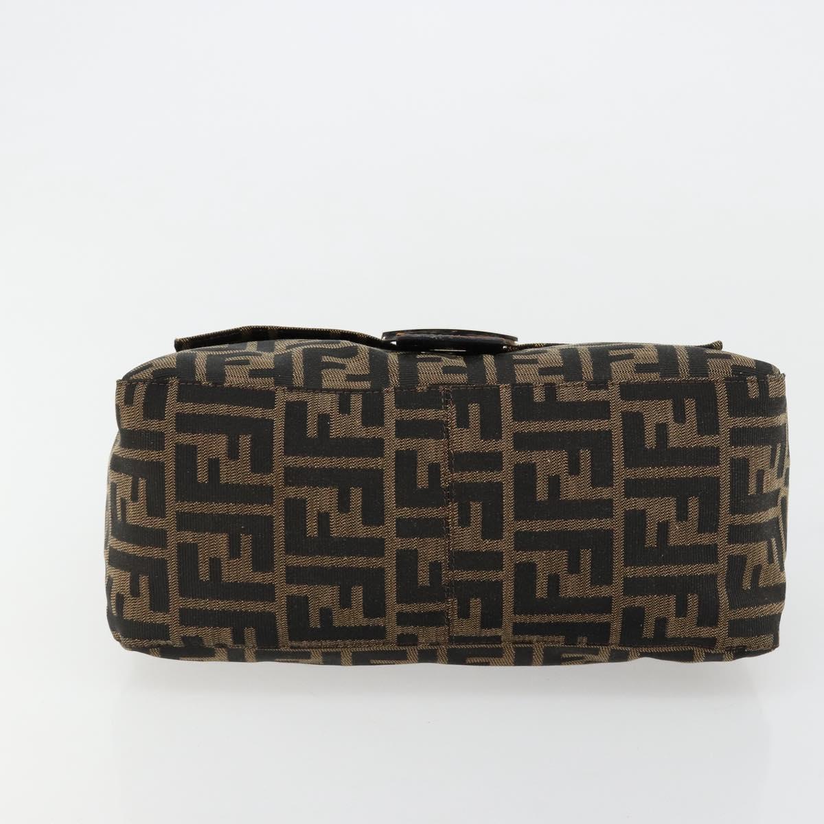 FENDI Zucca Canvas Mamma Baguette Shoulder Bag Black Brown Auth 182590M
