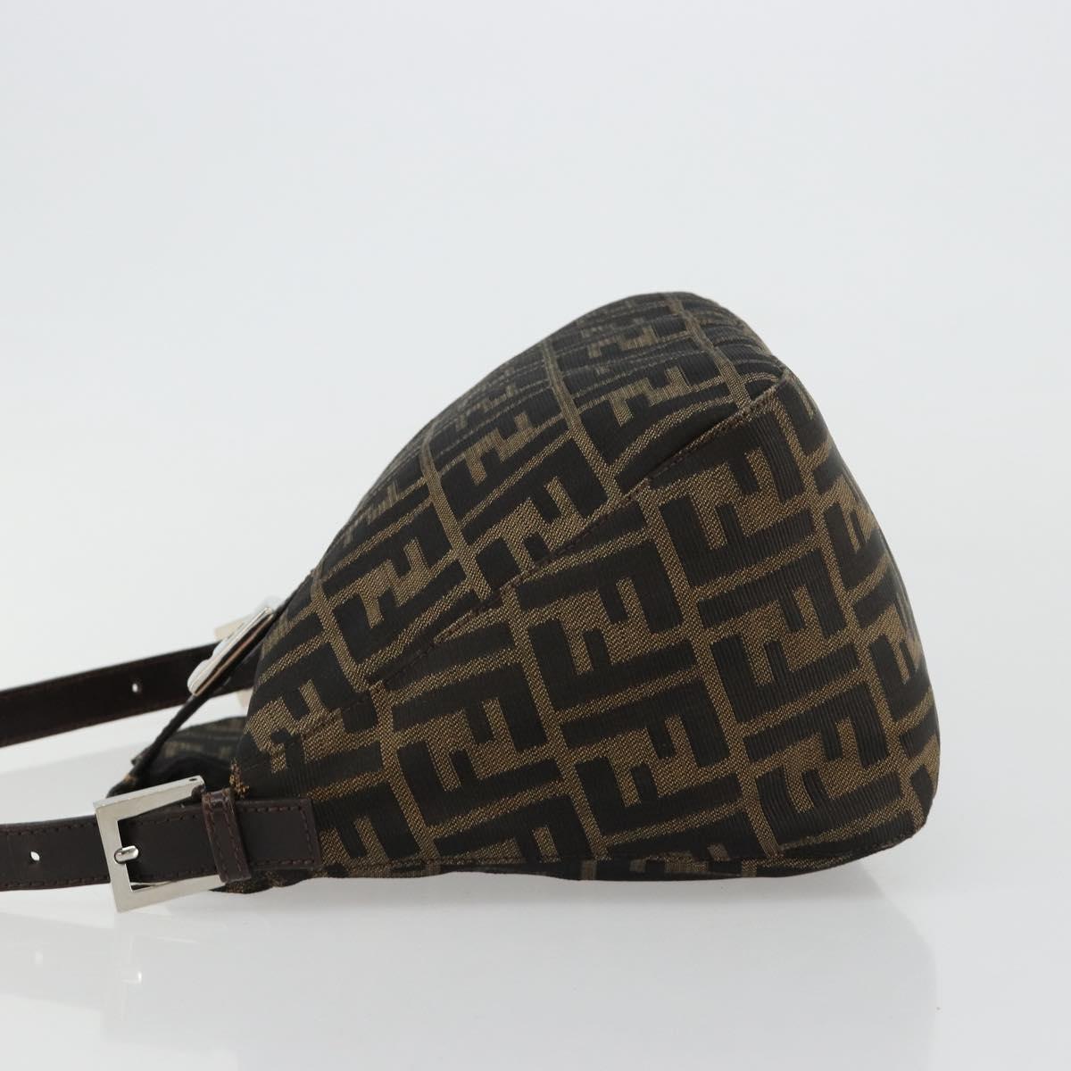 FENDI Zucca Canvas Mamma Baguette Shoulder Bag Black Brown Auth 182591A