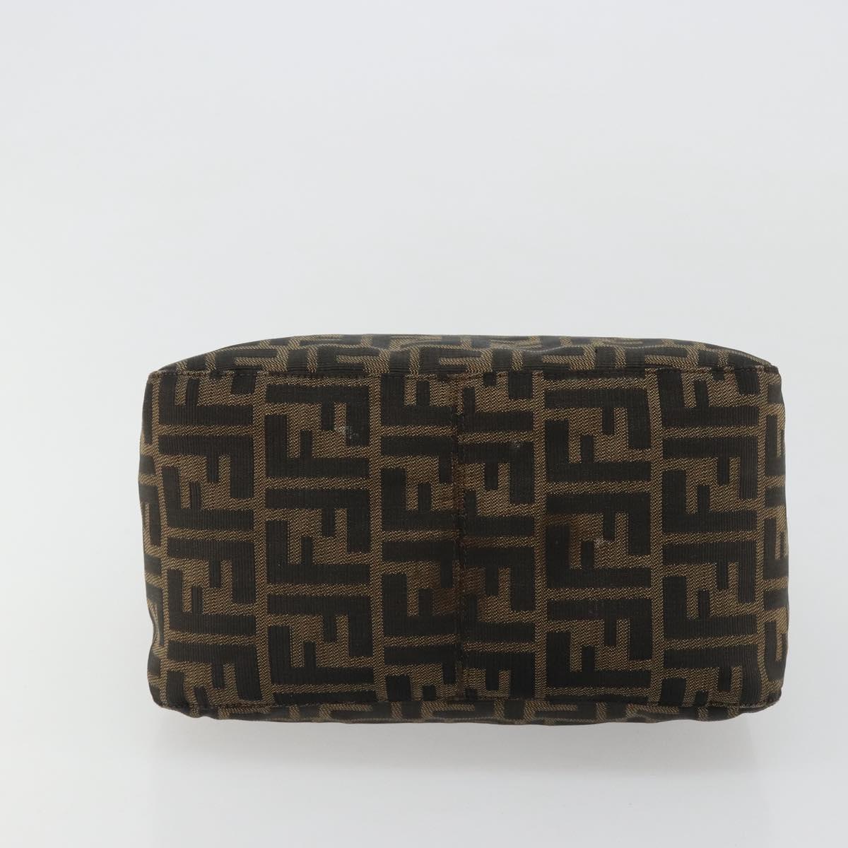 FENDI Zucca Canvas Mamma Baguette Shoulder Bag Black Brown Auth 182591A