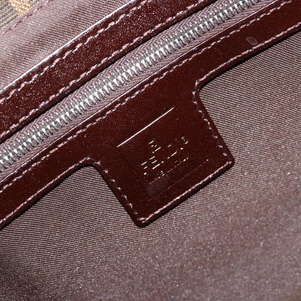 FENDI Zucca Canvas Mamma Baguette Shoulder Bag Black Brown Auth 182592M