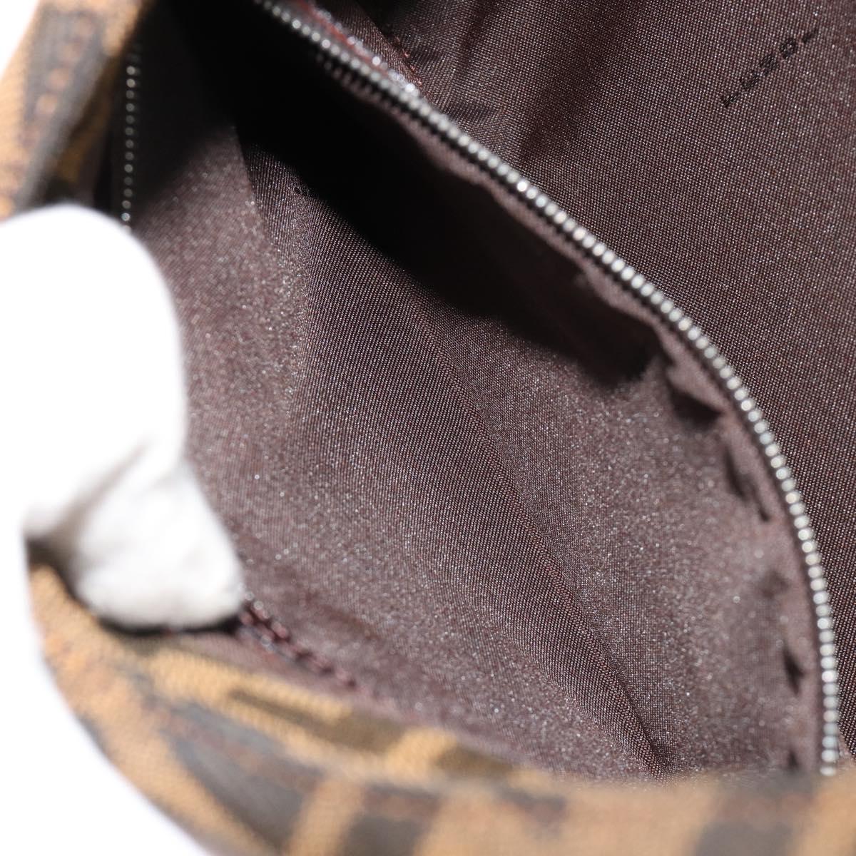 FENDI Zucca Canvas Mamma Baguette Shoulder Bag Black Brown Auth 182592M