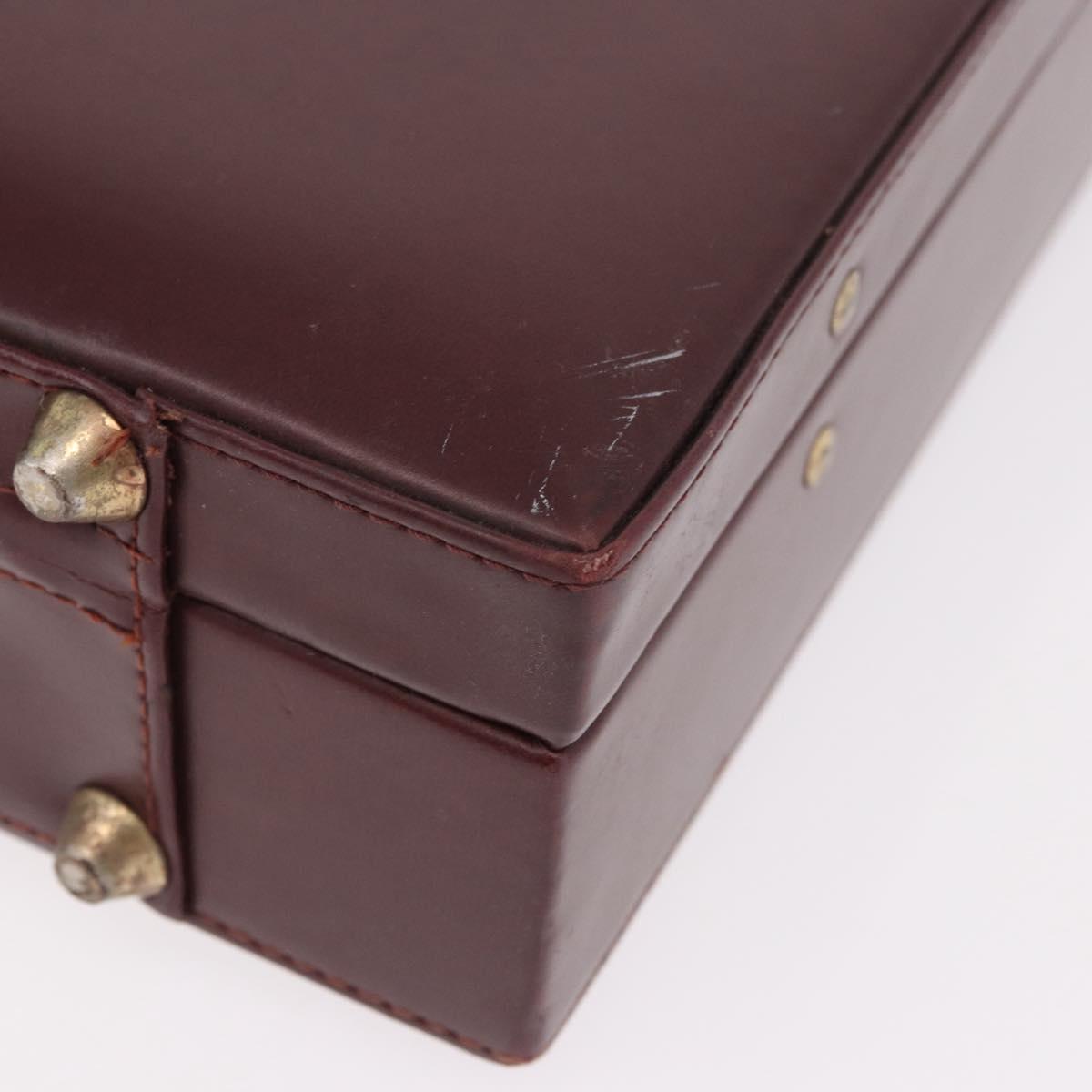 CARTIER Must Line Business Bag Leather Bordeaux Gold Auth 182600