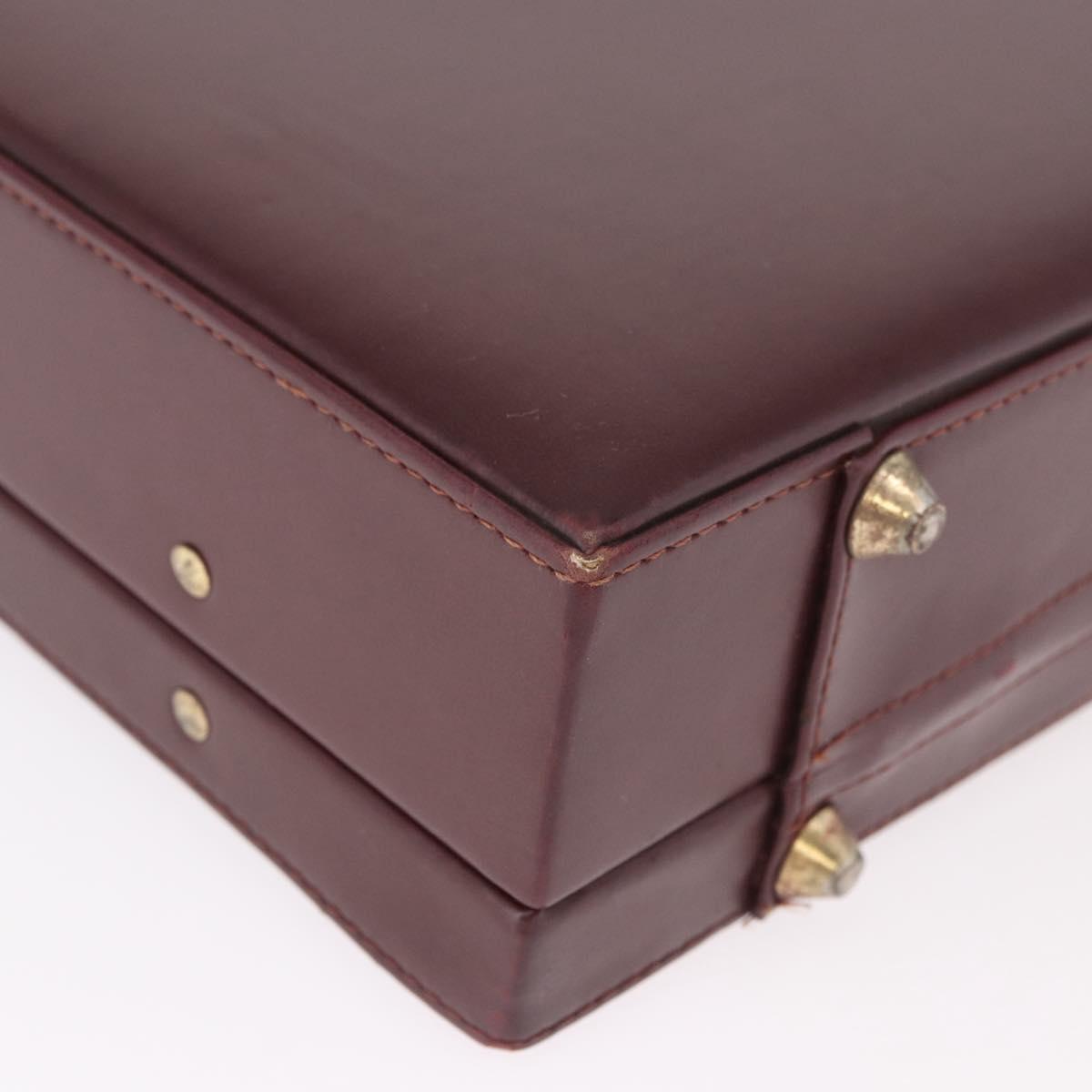 CARTIER Must Line Business Bag Leather Bordeaux Gold Auth 182600