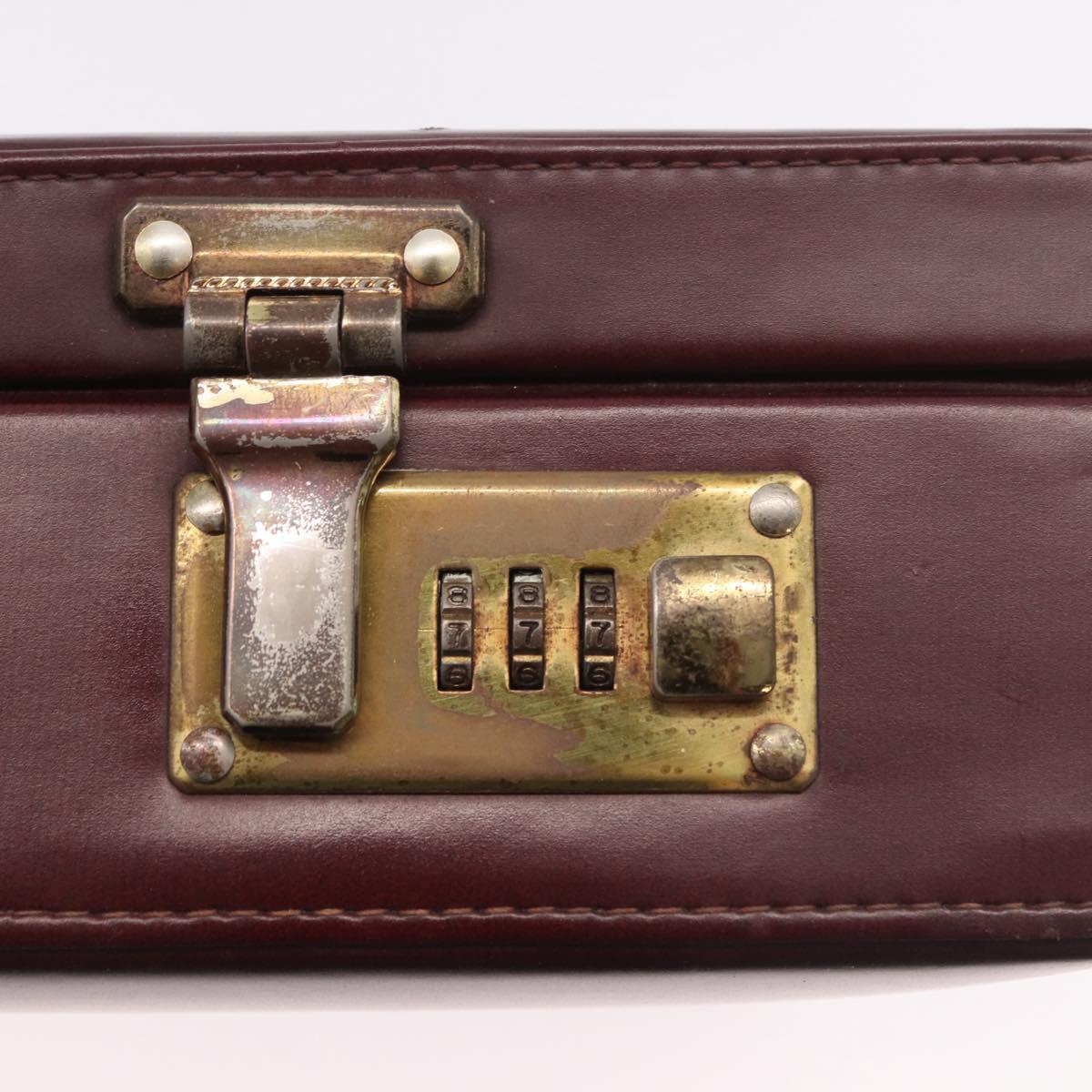 CARTIER Must Line Business Bag Leather Bordeaux Gold Auth 182600