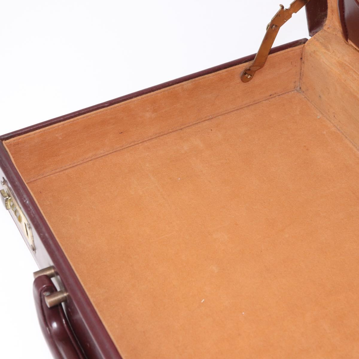 CARTIER Must Line Business Bag Leather Bordeaux Gold Auth 182600
