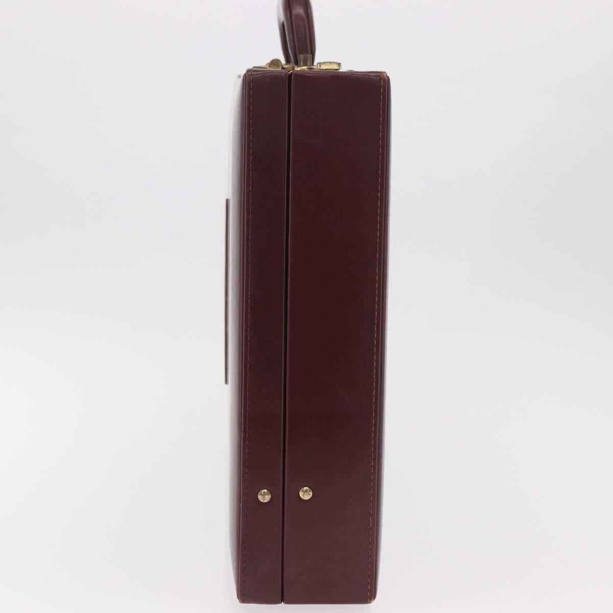 CARTIER Must Line Business Bag Leather Bordeaux Gold Auth 182600