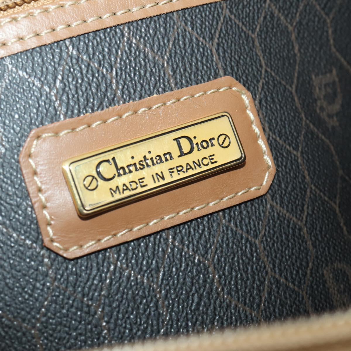 Christian Dior Honeycomb Canvas Boston Bag PVC Black Gold Auth 182601