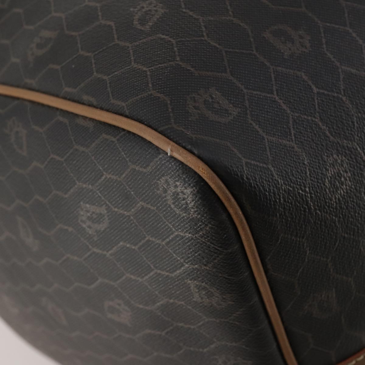 Christian Dior Honeycomb Canvas Boston Bag PVC Black Gold Auth 182602