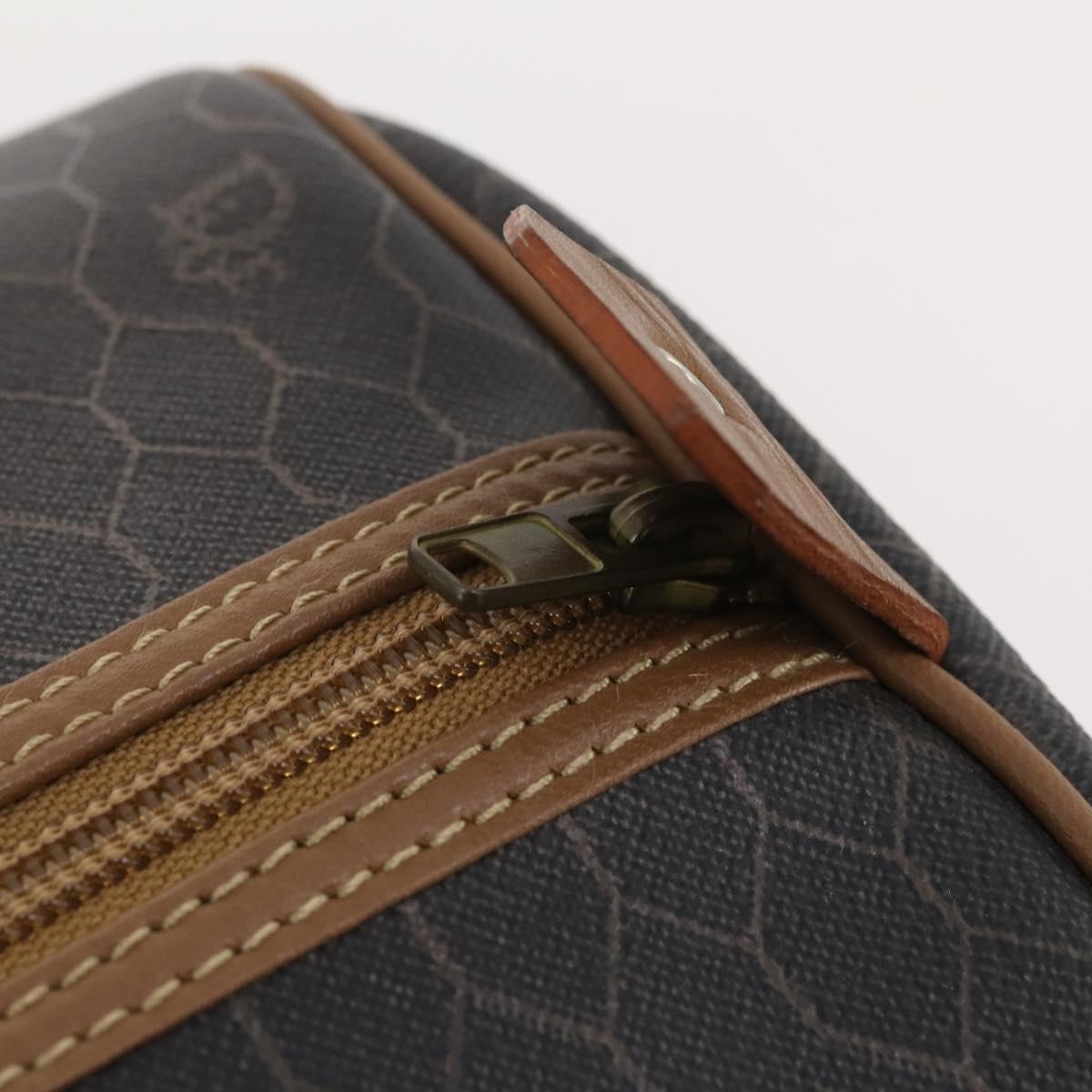 Christian Dior Honeycomb Canvas Boston Bag PVC Black Gold Auth 182602