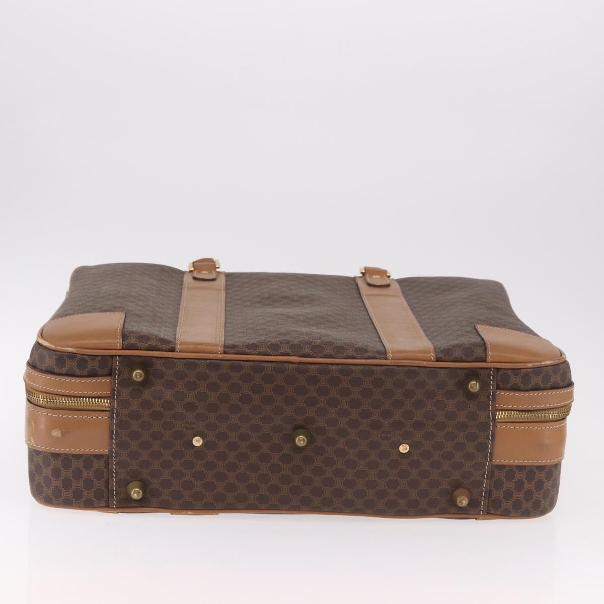 CELINE Attache Case Macadam Canvas Trunk PVC Brown Gold Auth 182603