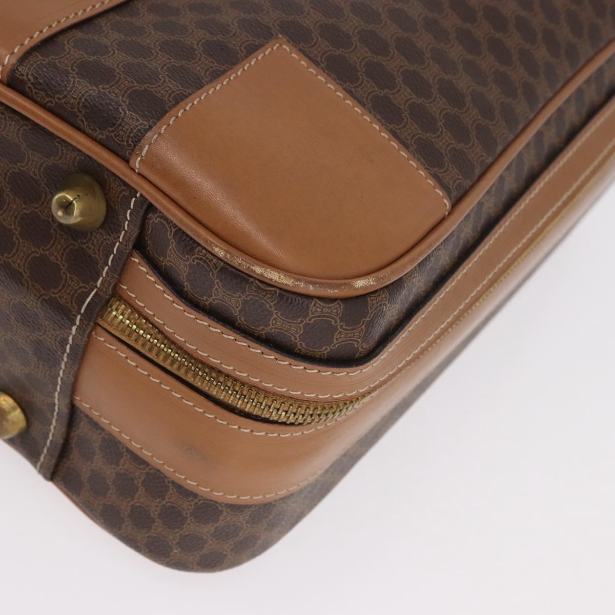 CELINE Attache Case Macadam Canvas Trunk PVC Brown Gold Auth 182603