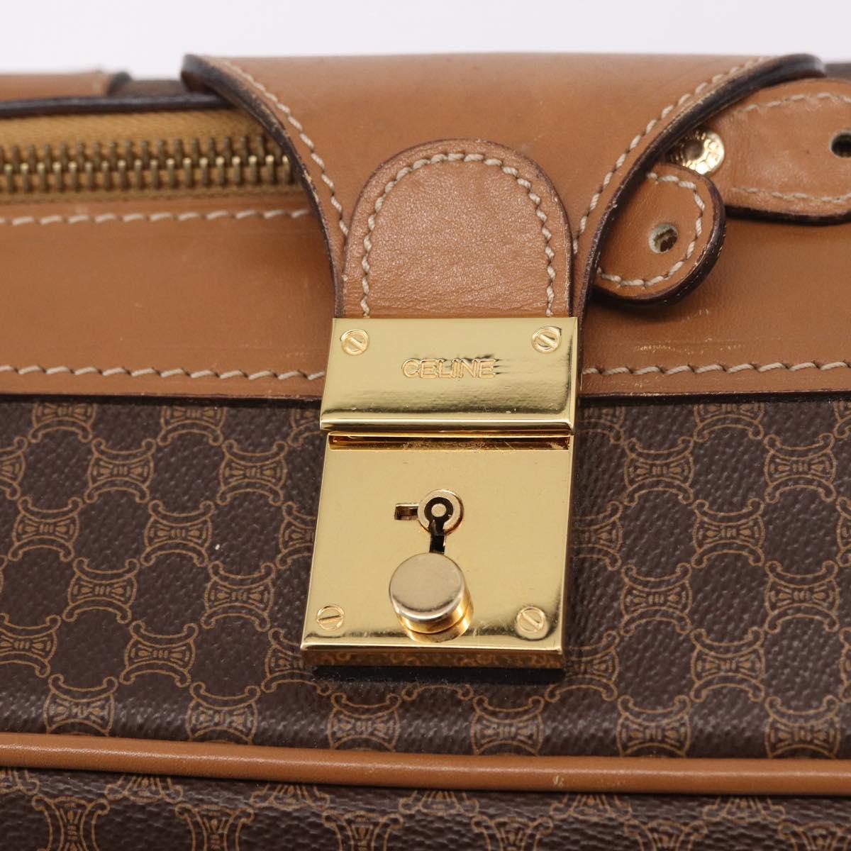 CELINE Attache Case Macadam Canvas Trunk PVC Brown Gold Auth 182603
