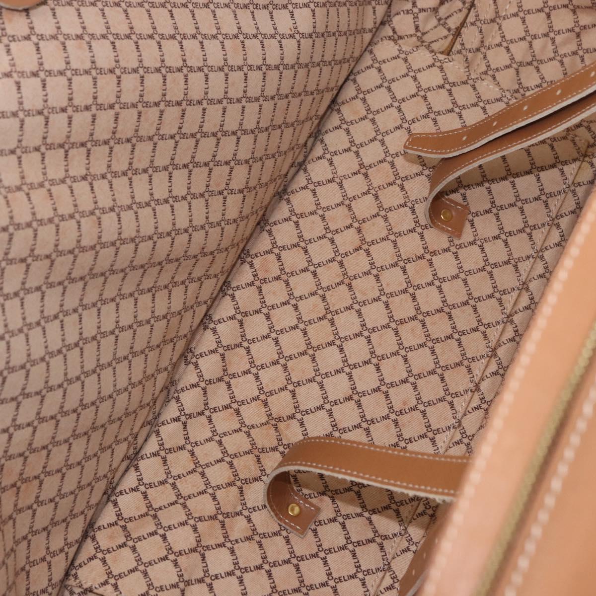 CELINE Attache Case Macadam Canvas Trunk PVC Brown Gold Auth 182603