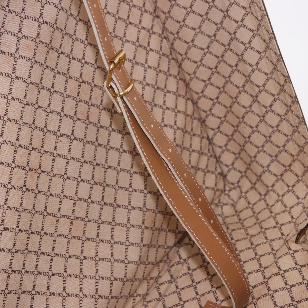 CELINE Attache Case Macadam Canvas Trunk PVC Brown Gold Auth 182603