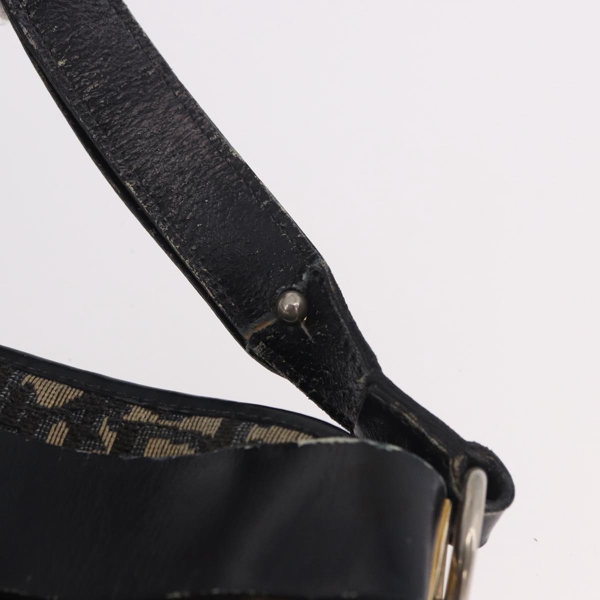 Christian Dior Trotter Canvas Shoulder Bag Navy Gold Auth 182609