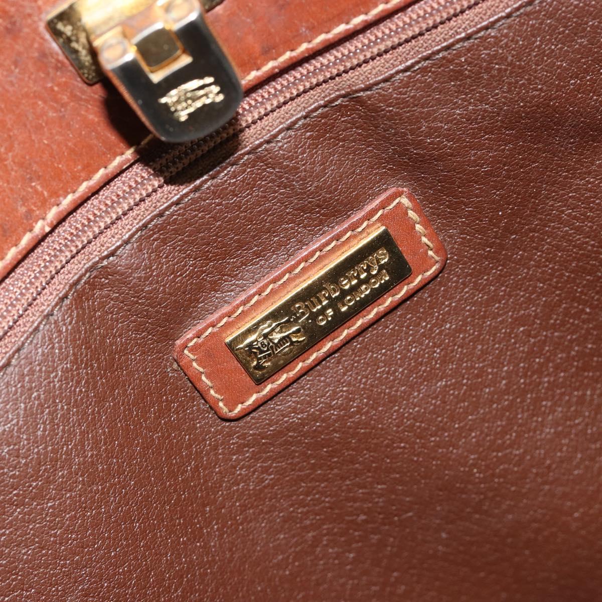 Burberrys Nova Check Hand Bag PVC Beige Gold Auth 182610A