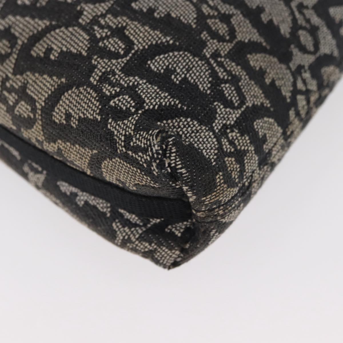 Christian Dior Trotter Canvas Accessory Pouch Gray Silver Auth 182611SAV