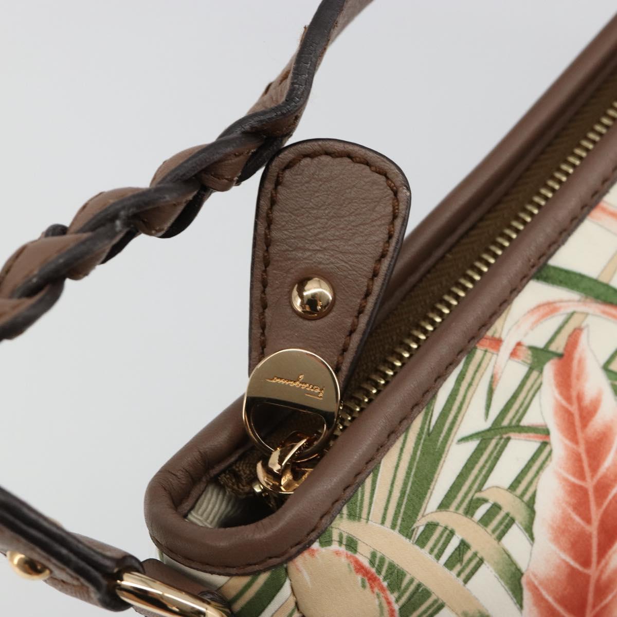 Salvatore Ferragamo Gancini Animal Pattern Bag Canvas Multicolor Auth 182618A