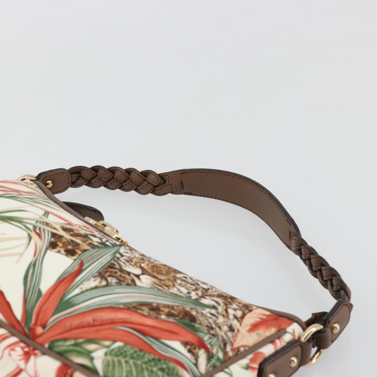 Salvatore Ferragamo Gancini Animal Pattern Bag Canvas Multicolor Auth 182618A