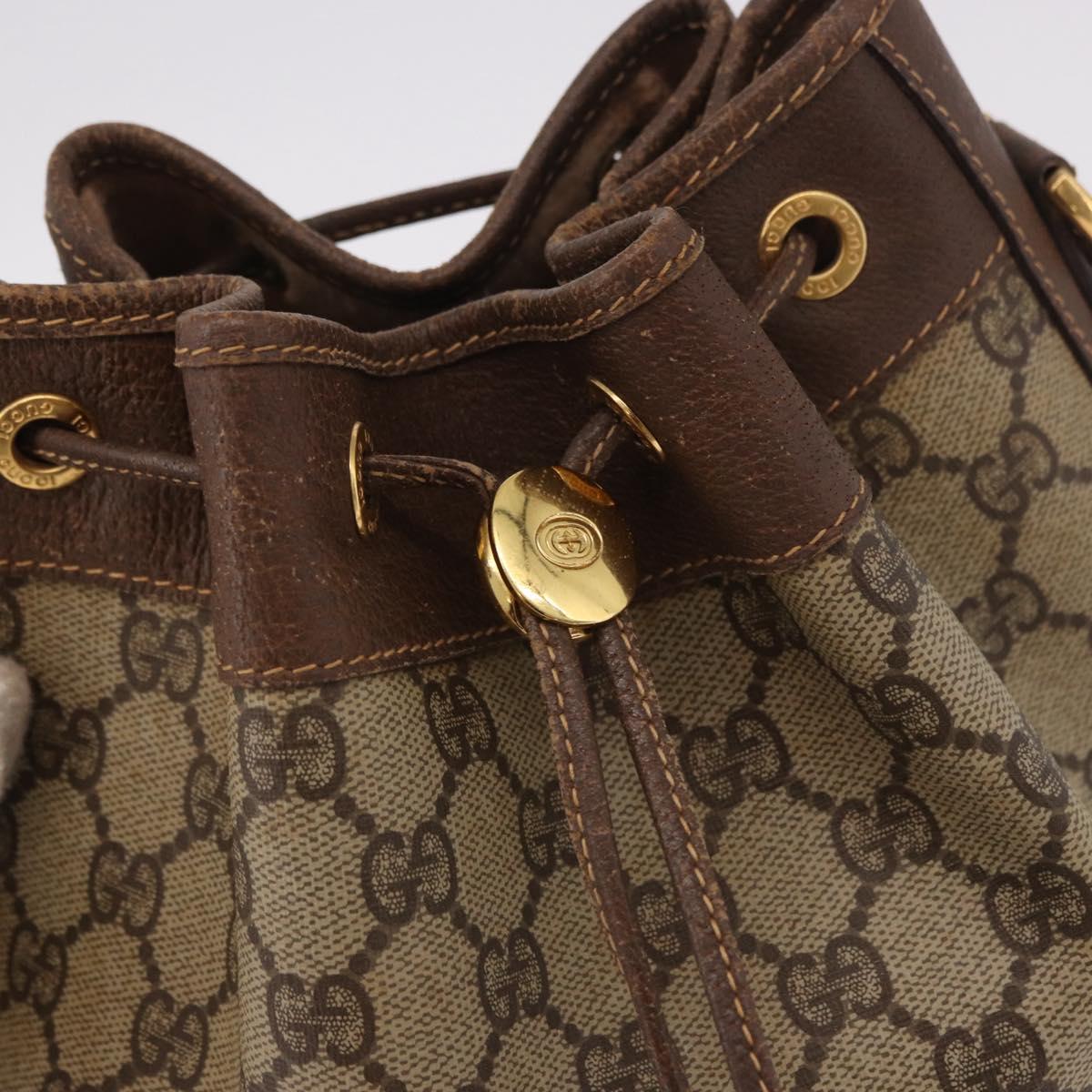 GUCCI GG Supreme Web Sherry Line Shoulder Bag PVC Beige Gold Auth 182622