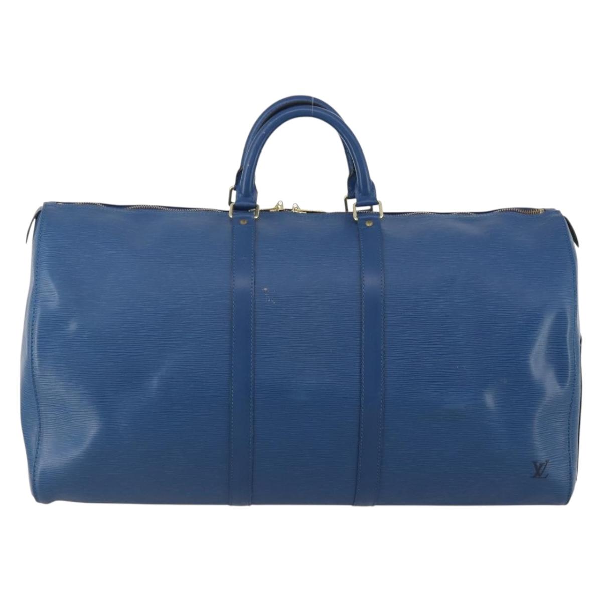 LOUIS VUITTON Epi Keepall 55 Boston Bag Toledo Blue M42955 LV Auth 182624