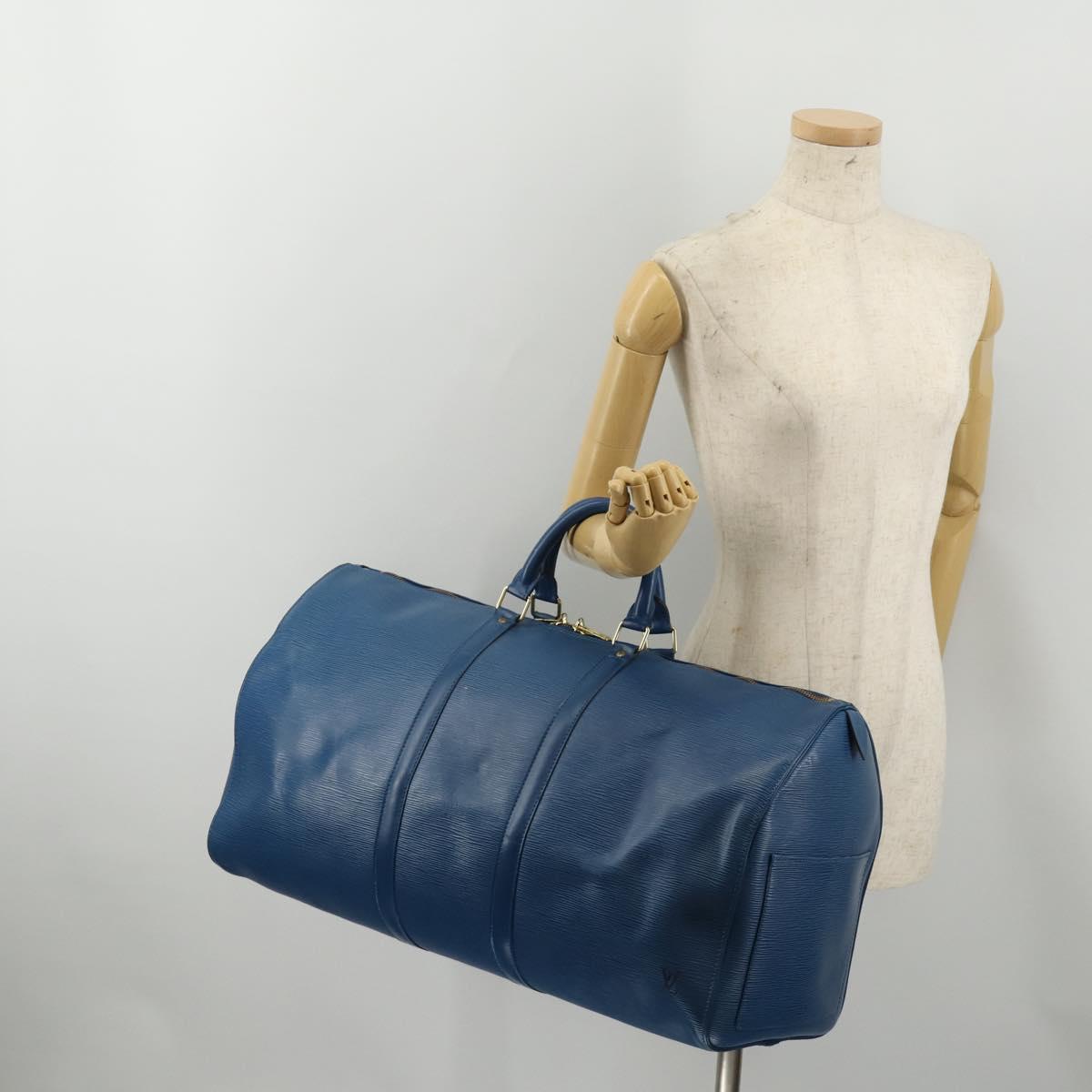 LOUIS VUITTON Epi Keepall 55 Boston Bag Toledo Blue M42955 LV Auth 182624