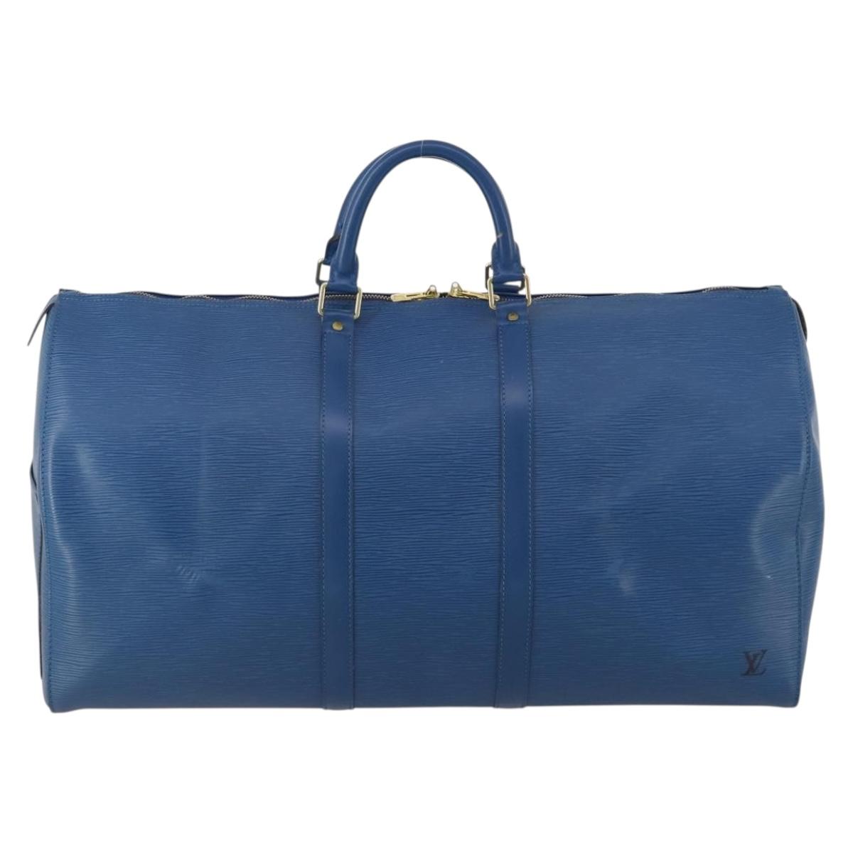 LOUIS VUITTON Epi Keepall 55 Boston Bag Toledo Blue M42955 LV Auth 182624