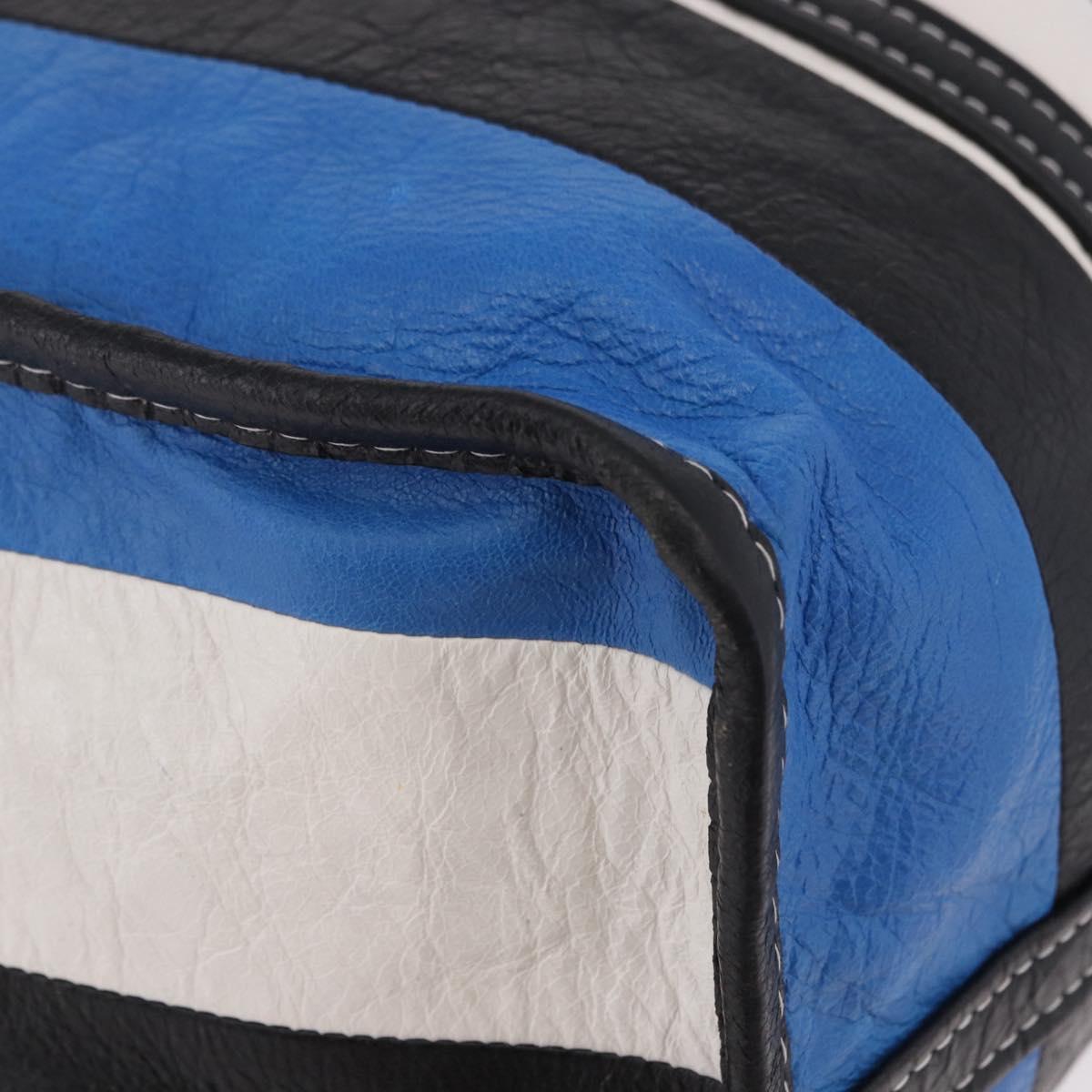 BALENCIAGA Bazaar Shopper M Tote Bag Leather Blue Silver 443097 Auth 182625