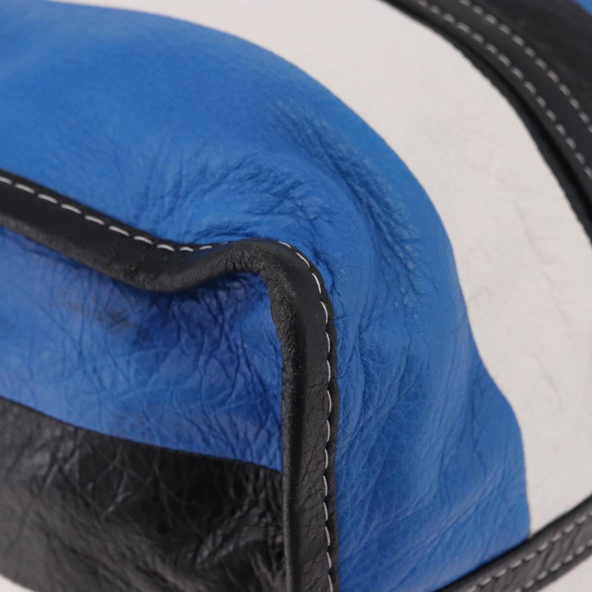 BALENCIAGA Bazaar Shopper M Tote Bag Leather Blue Silver 443097 Auth 182625