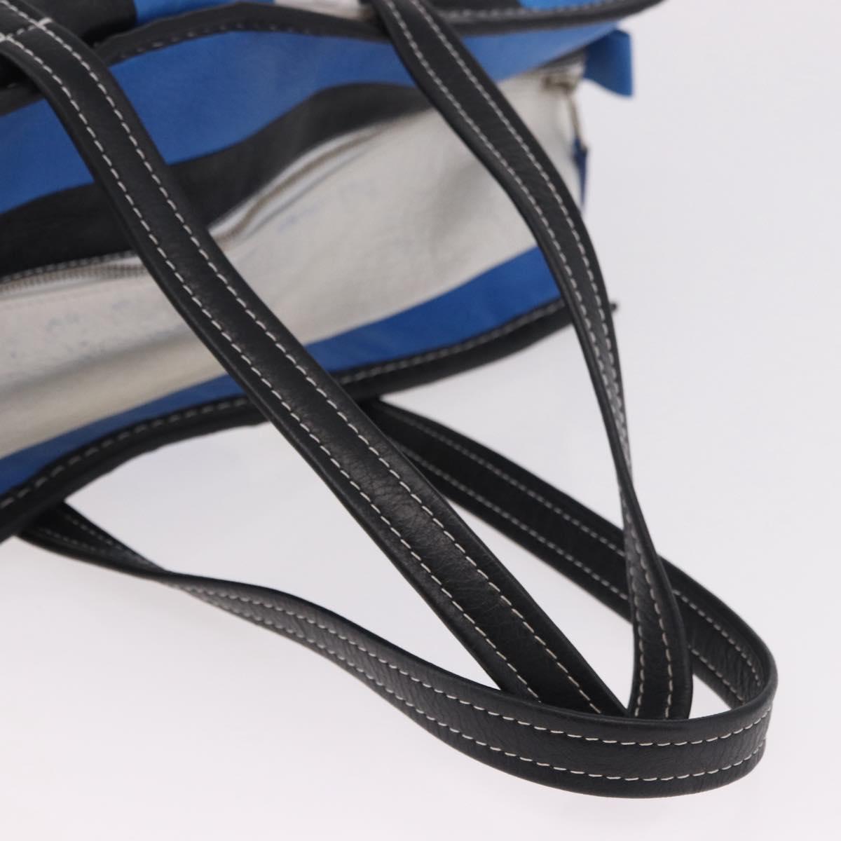 BALENCIAGA Bazaar Shopper M Tote Bag Leather Blue Silver 443097 Auth 182625