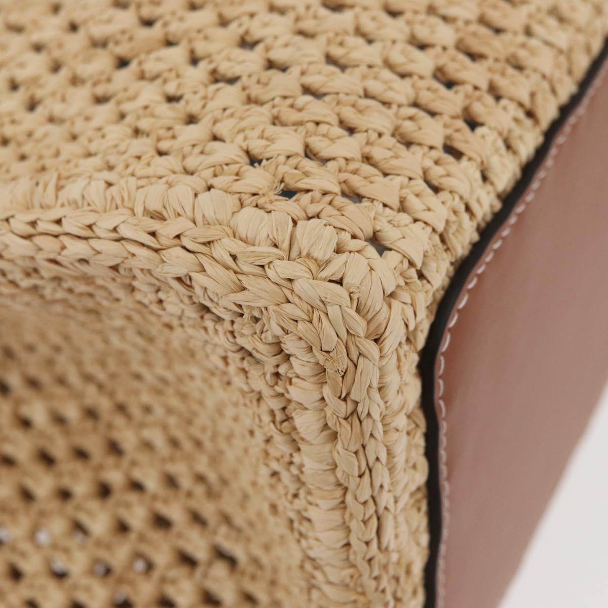 LOUIS VUITTON On the Go MM Tote Bag Raffia Okinawa Only Beige LV Auth 182627SAM