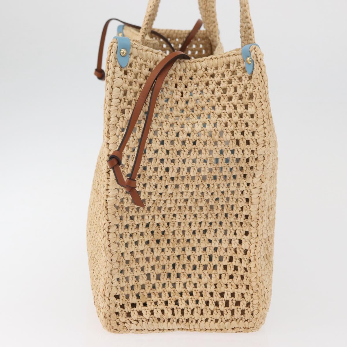 LOUIS VUITTON On the Go MM Tote Bag Raffia Okinawa Only Beige LV Auth 182627SAM