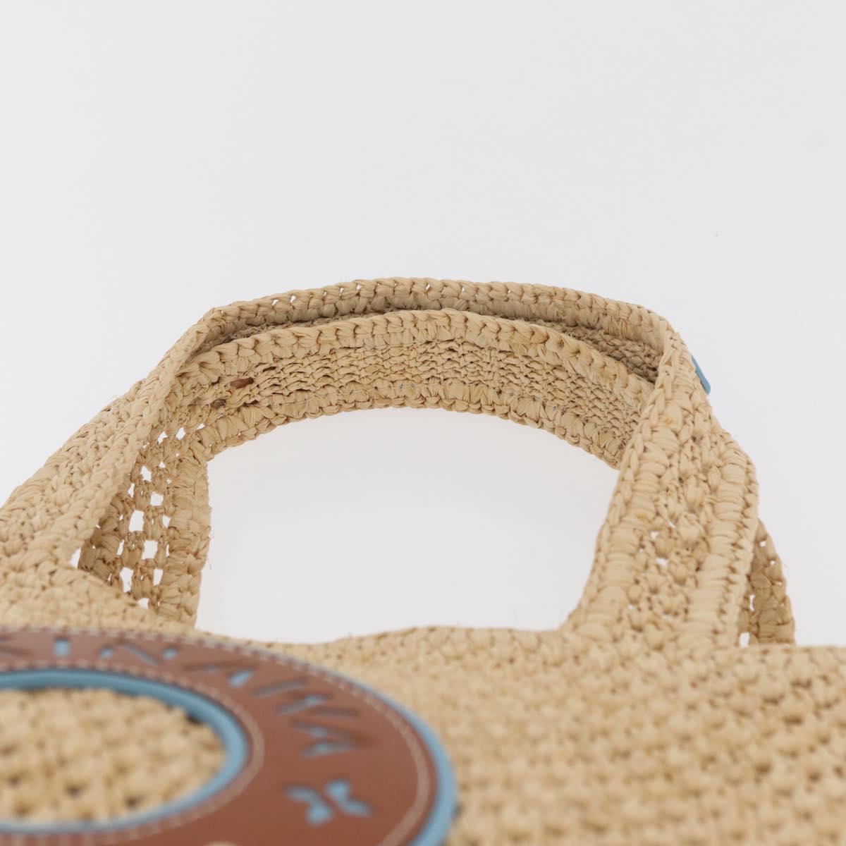 LOUIS VUITTON On the Go MM Tote Bag Raffia Okinawa Only Beige LV Auth 182627SAM