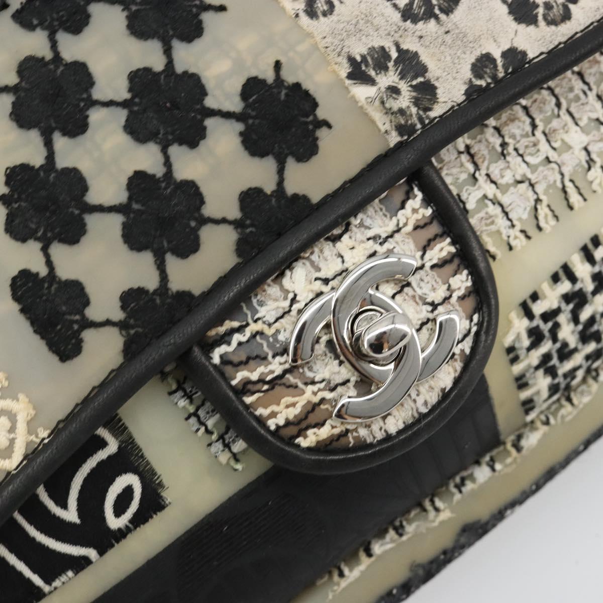 CHANEL Chain Shoulder Bag Vinyl Gray Silver CC Auth 182631SAV