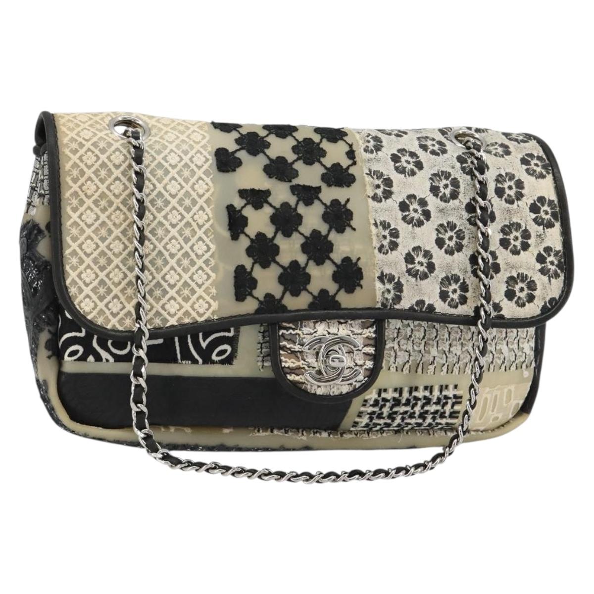 CHANEL Chain Shoulder Bag Vinyl Gray Silver CC Auth 182631SAV