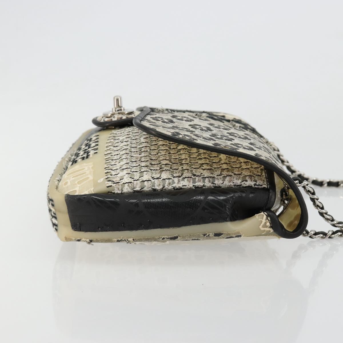 CHANEL Chain Shoulder Bag Vinyl Gray Silver CC Auth 182631SAV