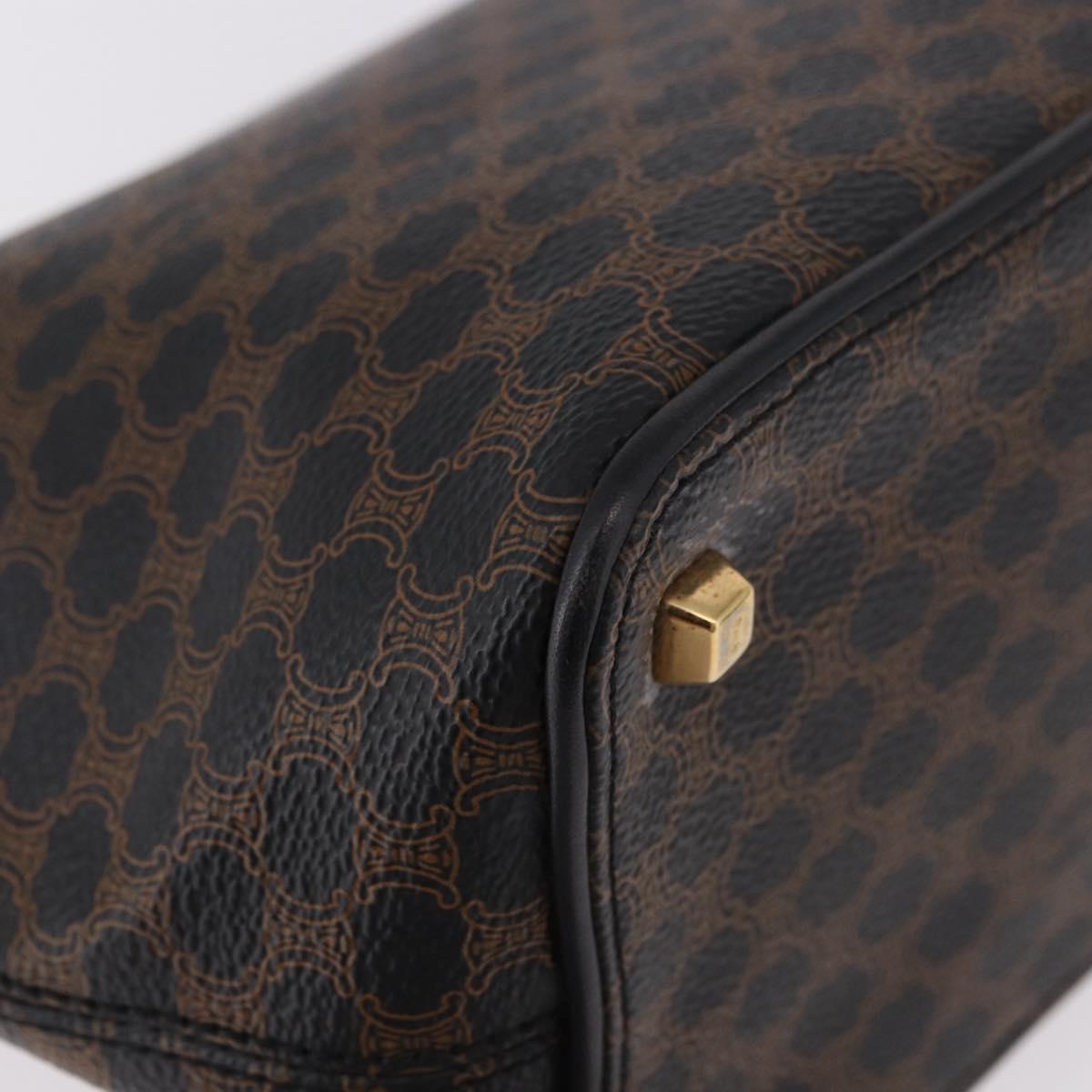 CELINE Macadam Canvas Shoulder Bag PVC Leather Black Gold Auth 182639A