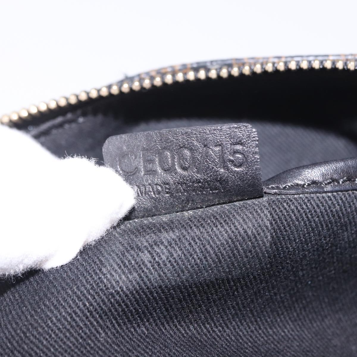 CELINE Macadam Canvas Shoulder Bag PVC Leather Black Gold Auth 182639A