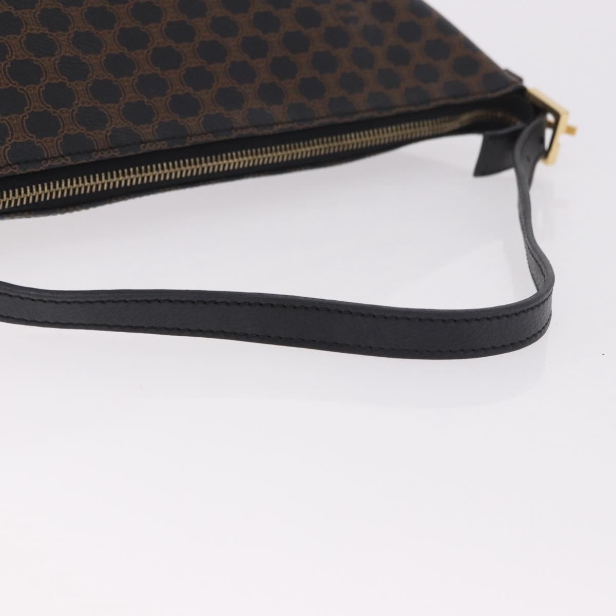 CELINE Macadam Canvas Shoulder Bag PVC Leather Black Gold Auth 182639A