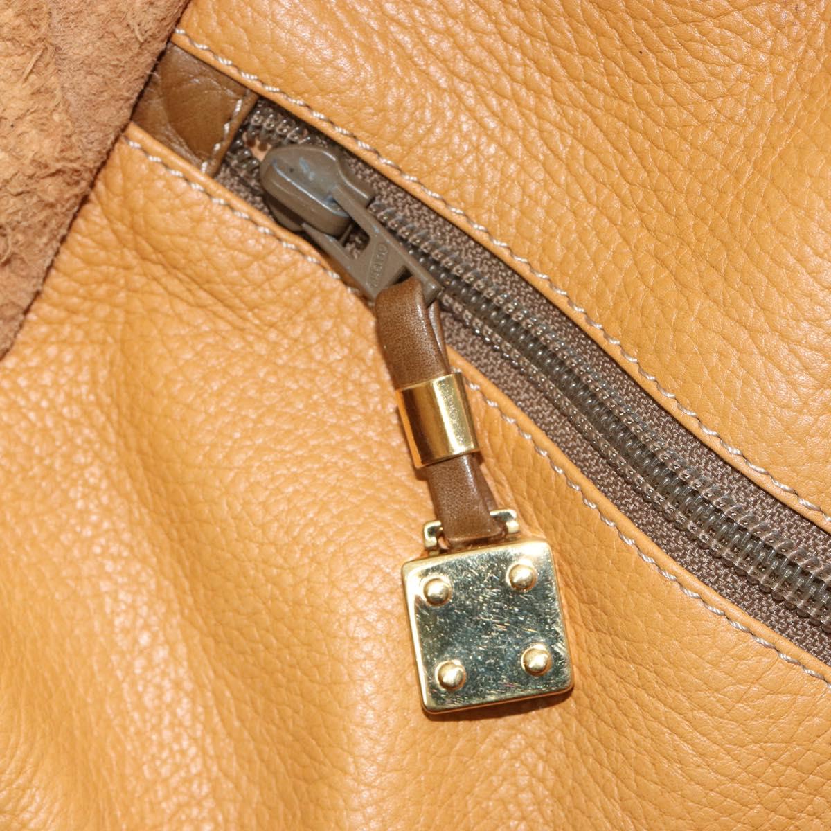 LOEWE Anagram Amazona 40 Hand Bag Leather Beige Gold Auth 182640