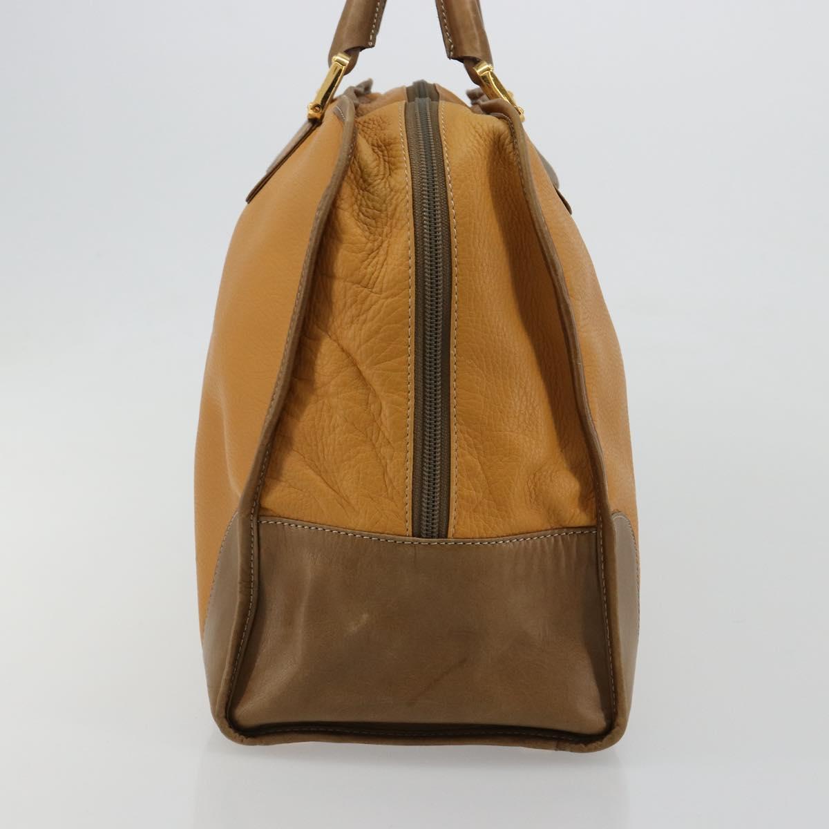 LOEWE Anagram Amazona 40 Hand Bag Leather Beige Gold Auth 182640