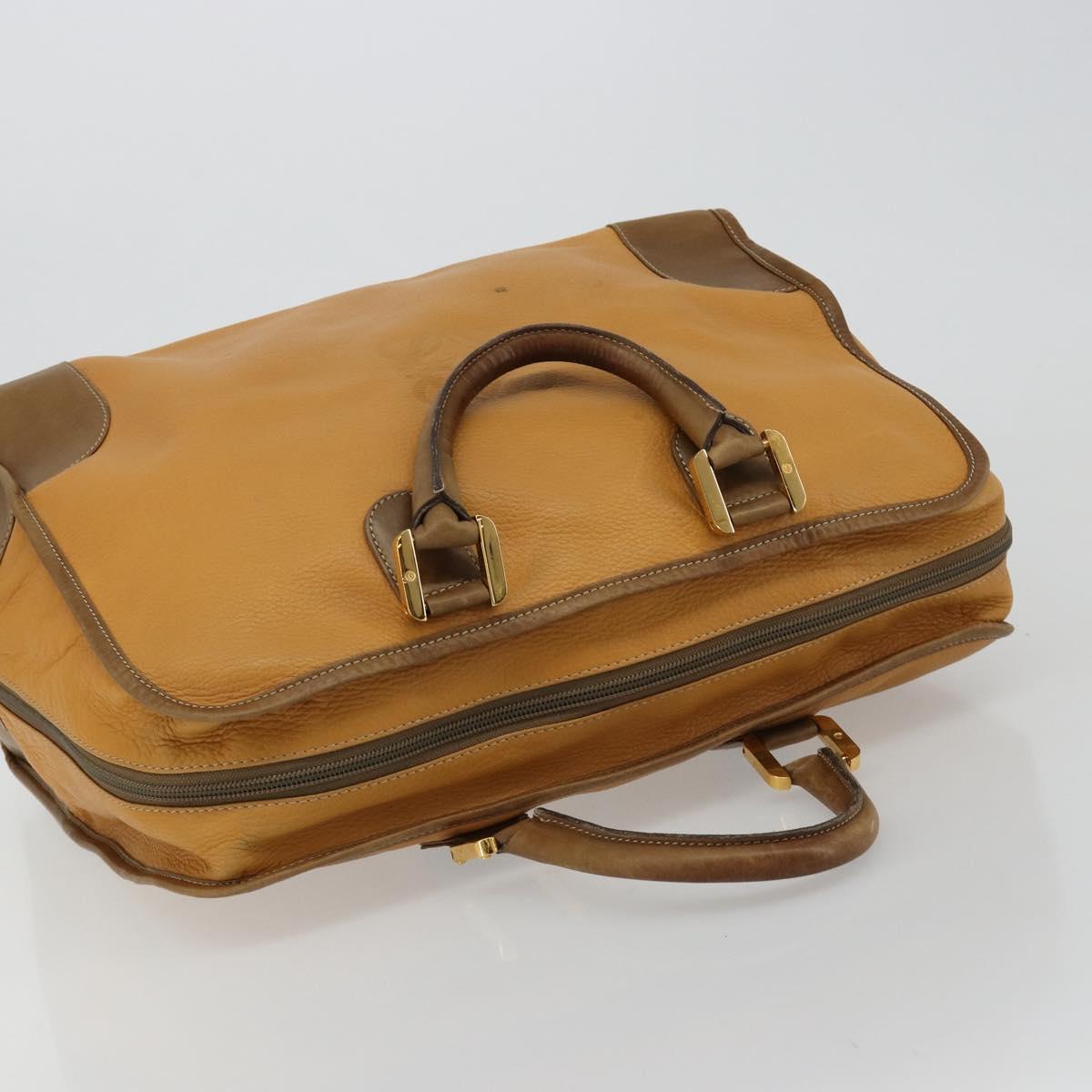 LOEWE Anagram Amazona 40 Hand Bag Leather Beige Gold Auth 182640