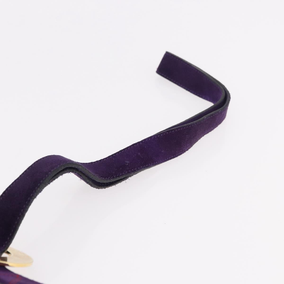 CELINE Circle Shoulder Bag Suede Purple Green gold Auth 182643