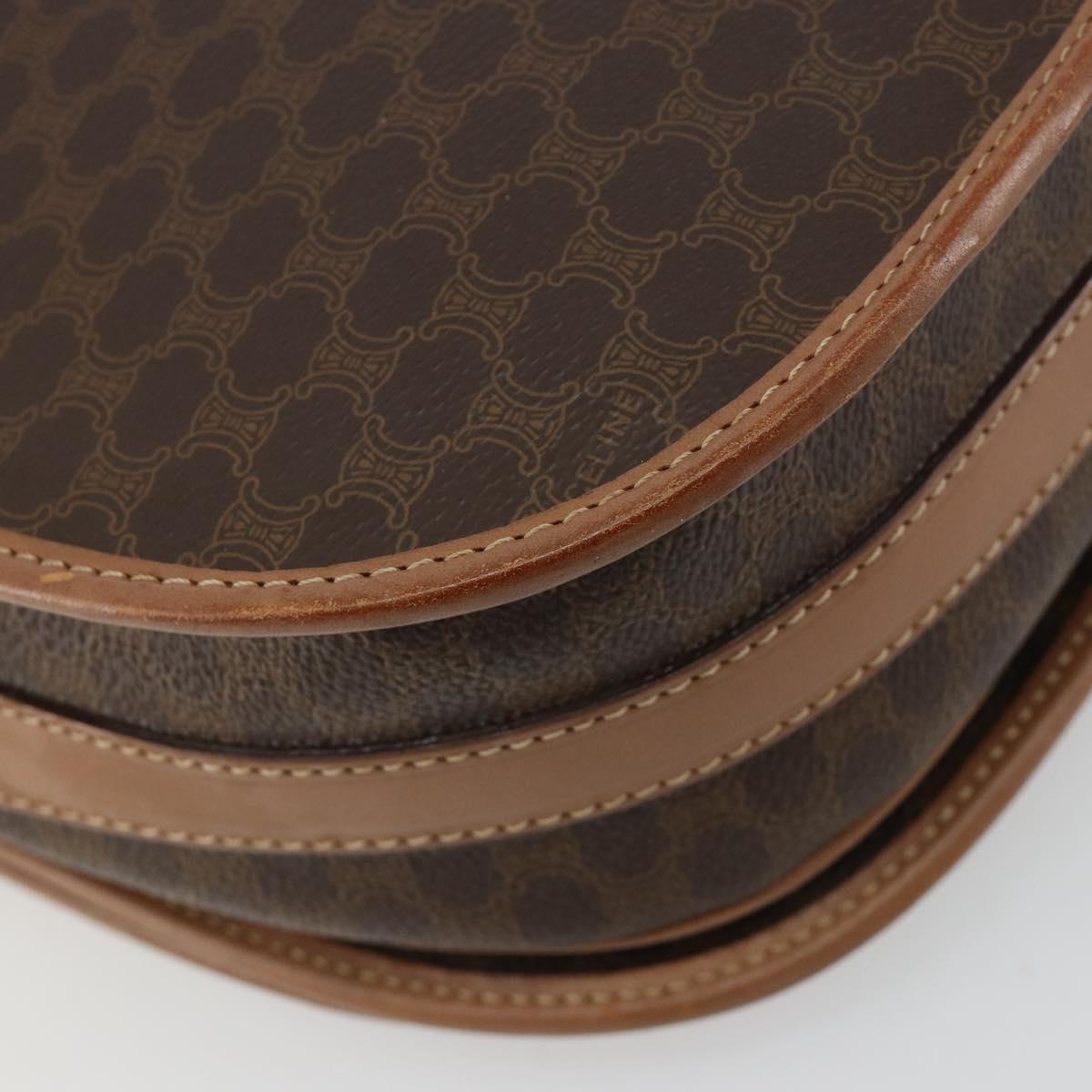 CELINE Macadam Canvas Shoulder Bag PVC Leather Brown Gold Auth 182644A