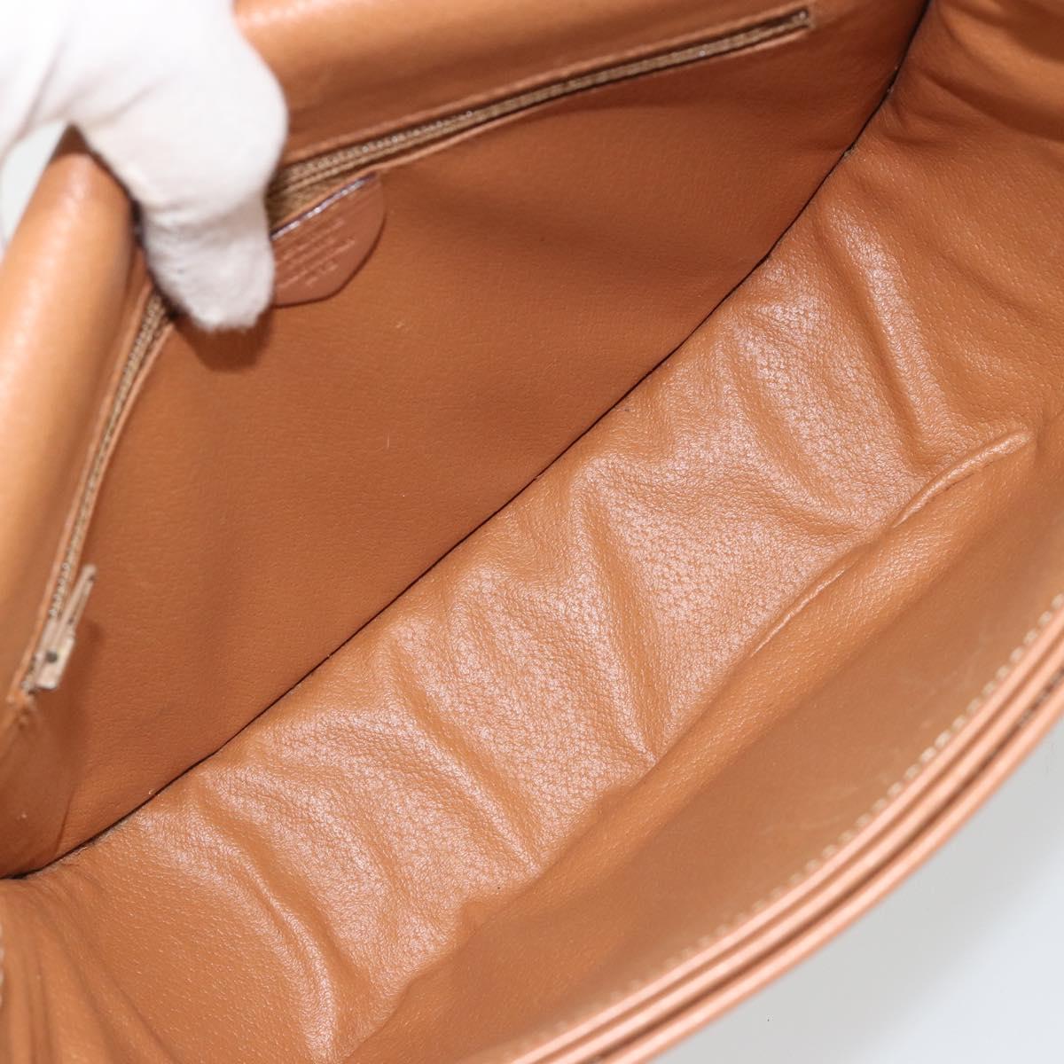 CELINE Macadam Canvas Shoulder Bag PVC Leather Brown Gold Auth 182644A
